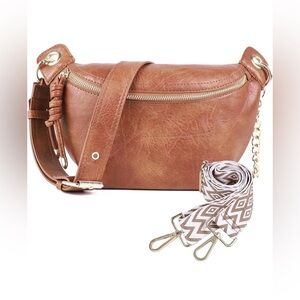 Brown Leather Crossbody/ Chest Bag